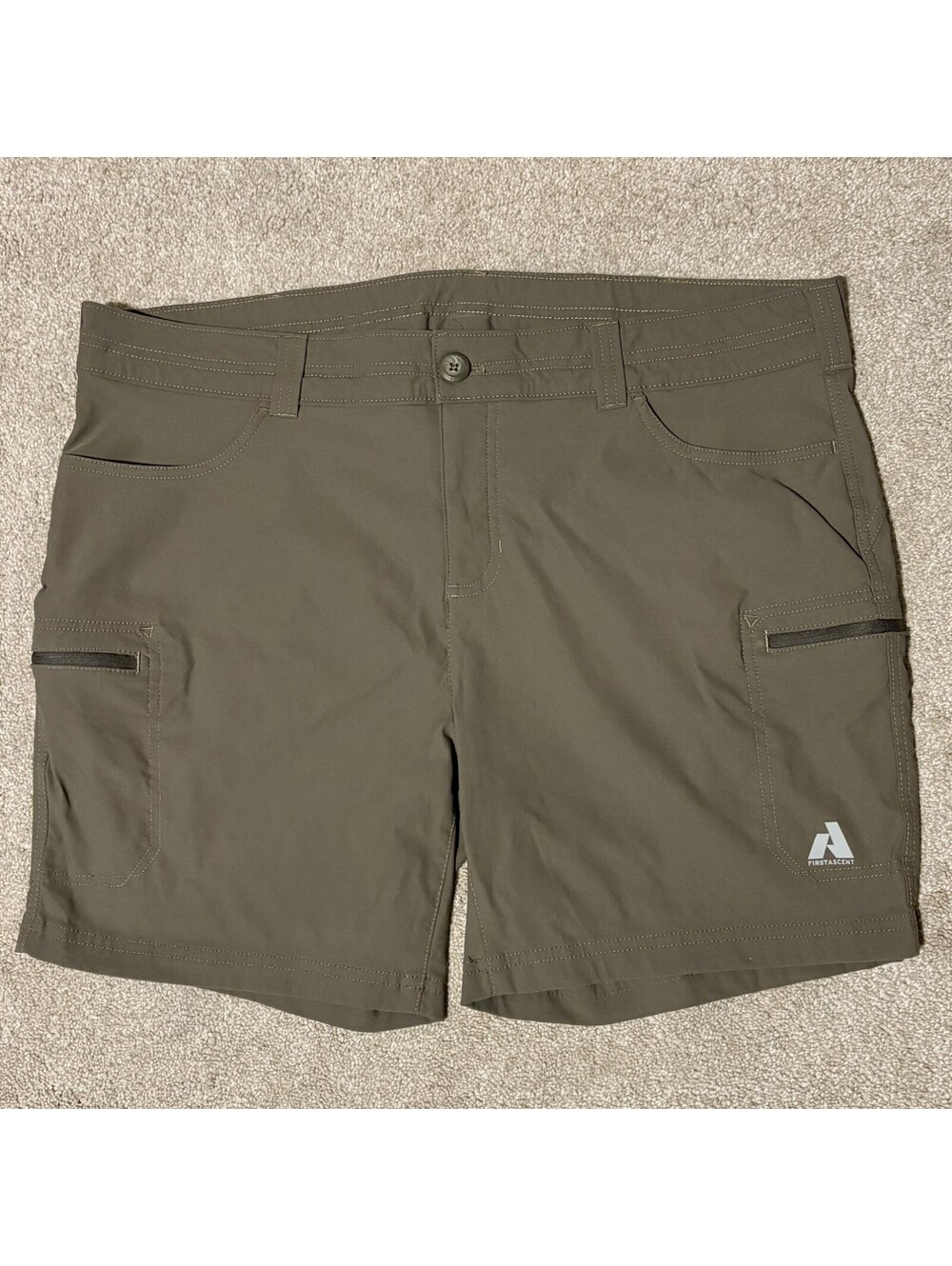Eddie Bauer First Ascent Womens Hiking Shorts Olive Beige Cargo Pockets Size 20W